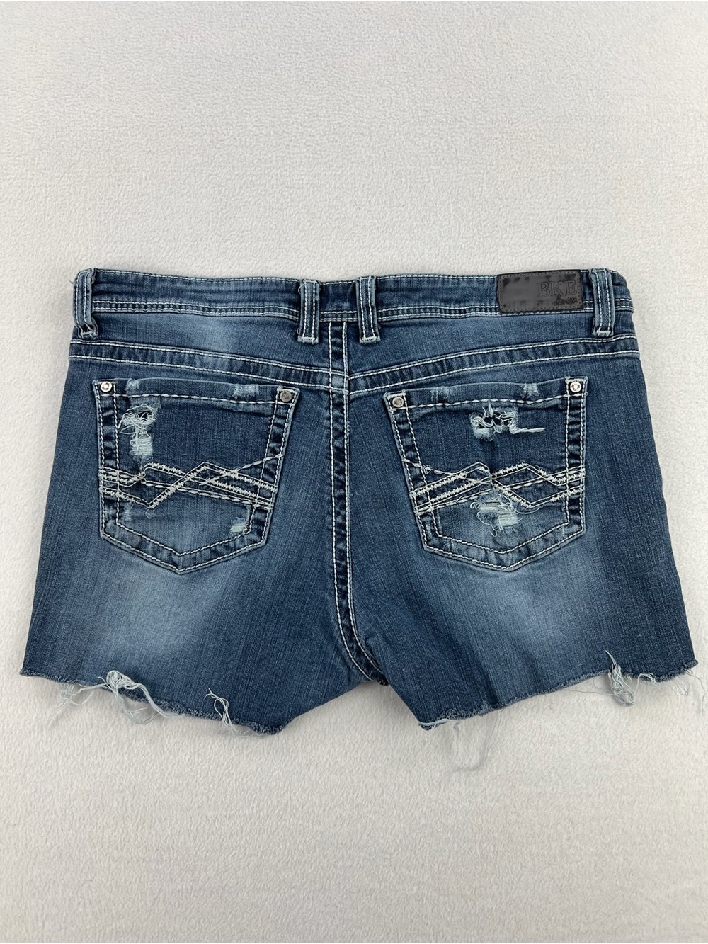 BKE Denim Harper Cut Off Distressed Blue Jean Shorts Womens Size 33